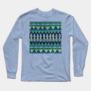 Green and Blue Boho Pattern - Ikat Long Sleeve T-Shirt